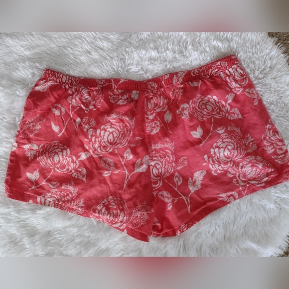 Banana Republic Coral Floral Sleep Shorts With Pockets Size L - Picture 2 of 4